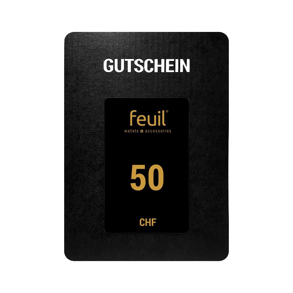 Geschenkidee Gutschein  Karte | Wertgutschein 50CHF feuil wallets accessories
